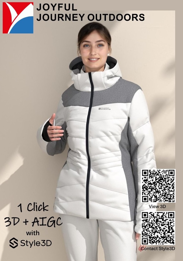 Woman, wearing a down jacket.